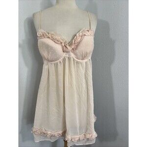 Ambrielle Slip Dress Womens LPink Lace Babydoll Romantic Fairycore Y2K